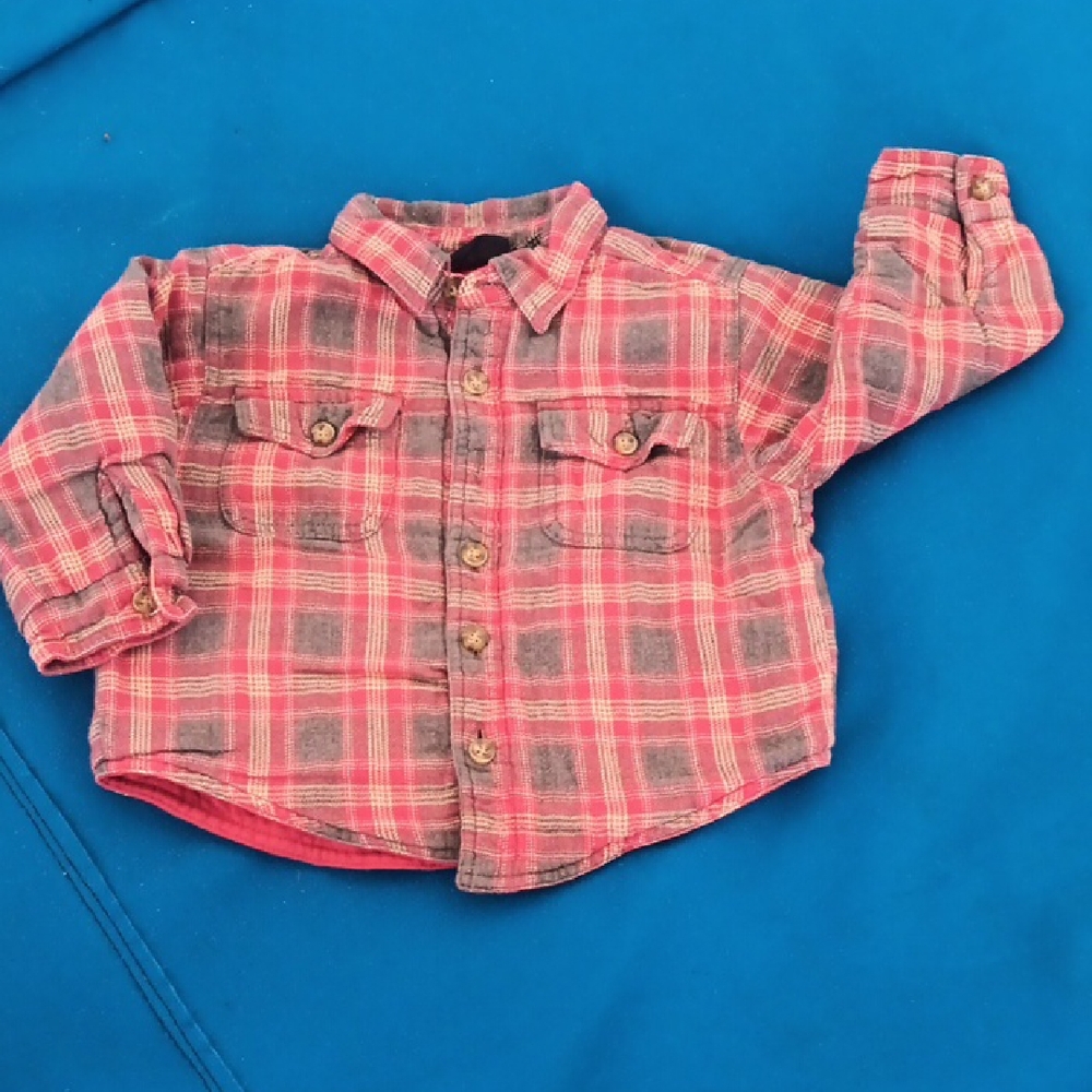 Faded Glory Kids Plaid Button-Down Shirt in Red and Gray